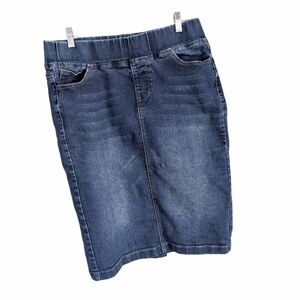 Be-Girl Denim Pull-On Pencil Skirt Medium Wash, Size Large